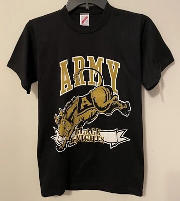 Vintage 80's ARMY BLACK KNIGHTS JERZEES T-Shirt Black NWT NEW Old Stock SMALL - Image 1 of 3