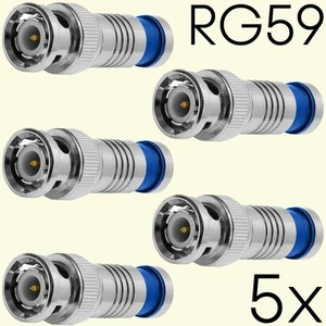 5 Pack BNC Compression Connectors Male Coaxial Cable Connector for RG-59 RG-6 - Picture 1 of 1