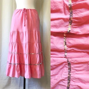 VTG Y2K Pink Midi / Maxi Low Rise Skirt with Sequins size Small - Picture 1 of 6