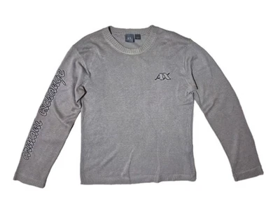 Vintage AX Armani Exchange Jumper Mens M Grey Tight Knit Knitted Pullover Logo - Image 1 of 4