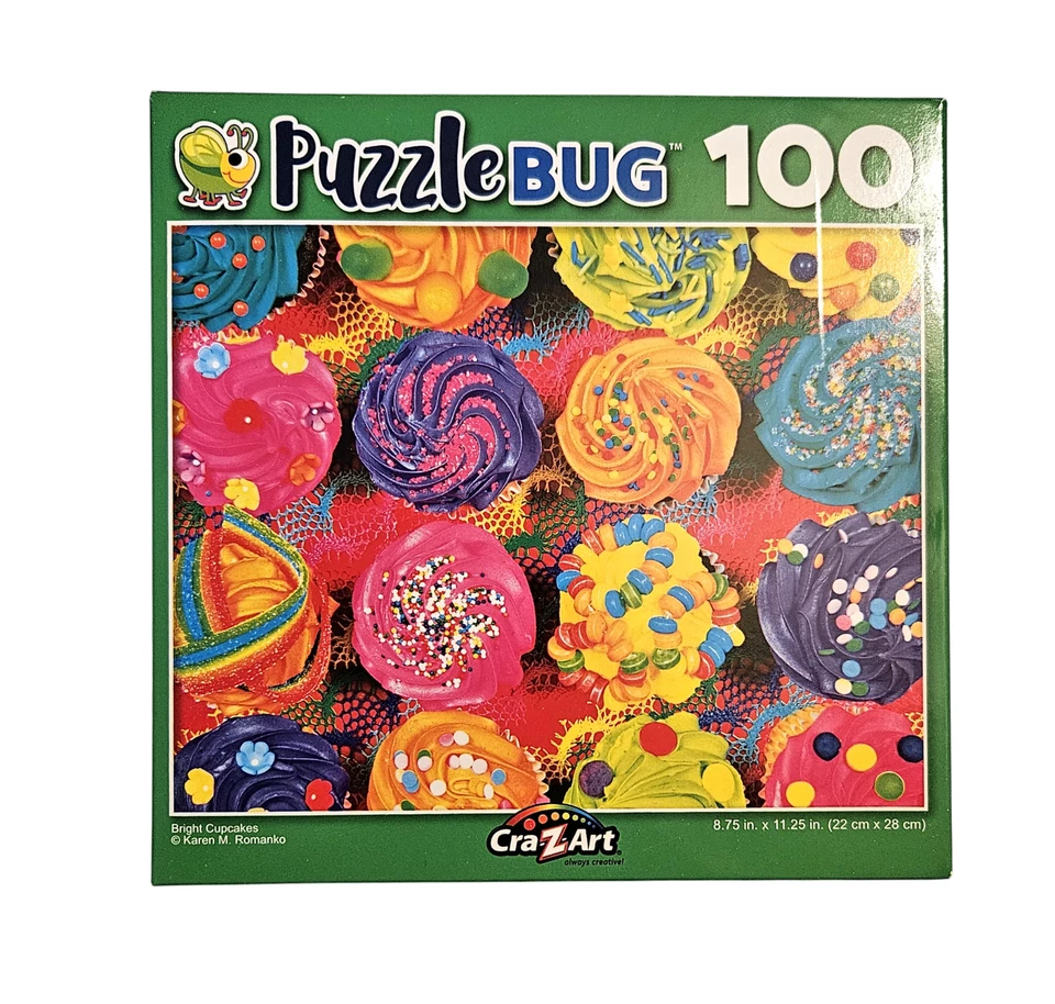 Cra-Z-Art Puzzlebug 100 piece Jigsaw Puzzle - New - Bright Cupcakes - Image 1 of 1