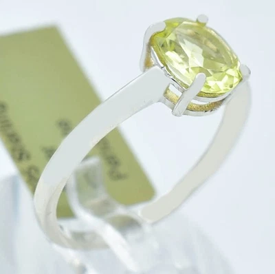 GENUINE 1.83 Cts PERIDOT SOLITAIRE RING .925 Sterling Silver - Made in USA - Image 1 of 4