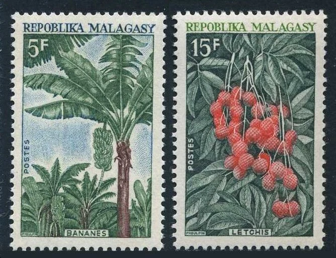 Malagasy 427-428, MNH. Michel 603-604. Banana plants, Lichi tree, 1969. - Image 1 of 1