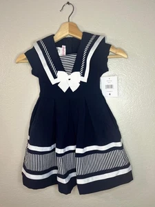 Jessica An Girls Size 4 Navy BlueWhite Pleated Sailor Dress and GENUINE KIDS 2x1 - Picture 1 of 7
