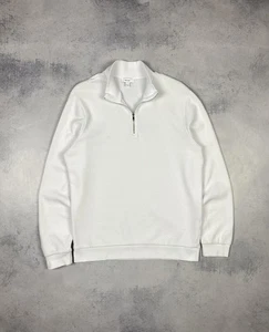 Pullover Jersey Reiss Para Hombre L Blanco Quater 1/4 Cremallera Acanalado Texturizado Diseño Rayas - Imagen 1 de 12