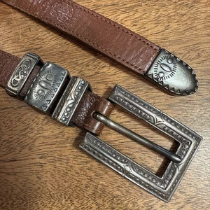 90er Streets Ahead Western Gürtel Silber Leder Ranger Cowgirl Jackson Wyoming S - Bild 1 von 24