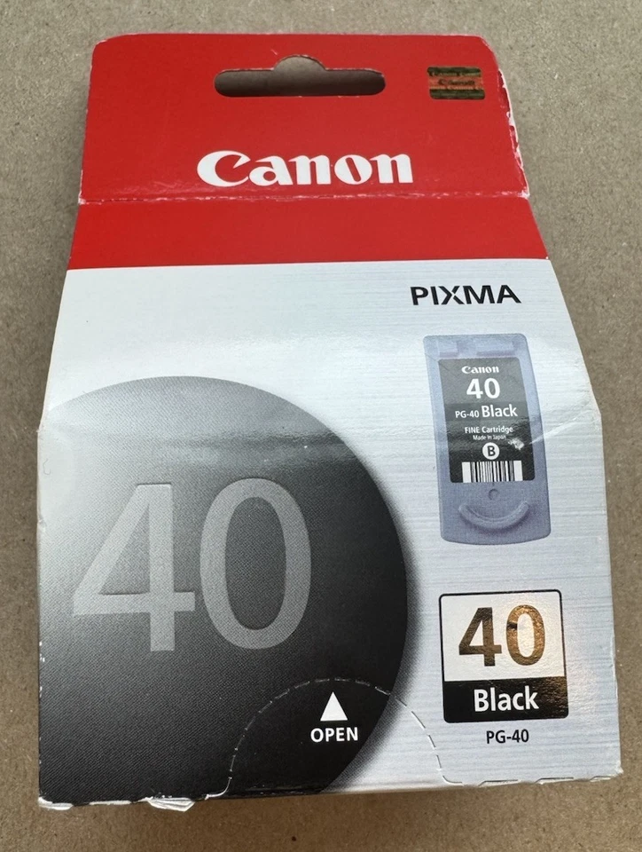 Cartucho de tinta negra Canon original PG-40 rendimiento estándar nuevo sellado Foto 1 de 4