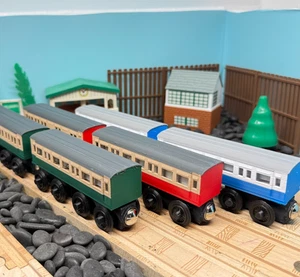 Wooden Railway Express Passenger & Brake Coach Train Custom for Thomas & Friends - Picture 1 of 38