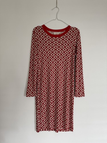 Abito midi Tory Burch rosso seta stampa geometrica taglia L 100% seta elasticizzata