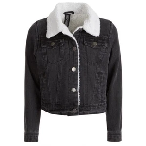 Jou Jou Big Girls Fleece-Lined Black Denim Jacket Size S NWT - Picture 1 of 1