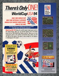 Copa Mundial EE. UU. 94 SNES Genesis Game Boy Game Gear anuncio impreso vintage arte B 1994 - Imagen 1 de 1