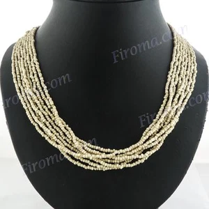 "Delicioso collar largo con cuentas beige de 8 hebras, 22" - Imagen 1 de 3
