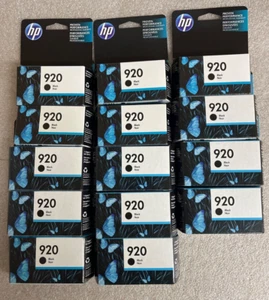 Lot of 14 Genuine HP 920 Black Ink Cartridge CD971AN EXP. 2024 2023 2020 & 2019 - Picture 1 of 9
