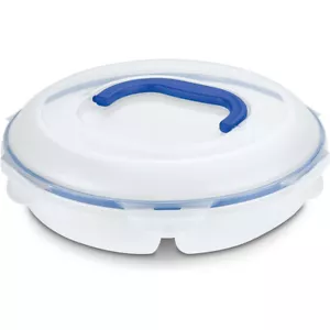 LocknLock Chip n Dip Snack Veggies Container 2.3L/32cm Round Divider Clear - Picture 1 of 3