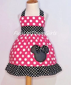 Heiß rosa weiß gepunktet Mädchen Minnie Mouse Freizeit Sommerkleid - Bild 1 von 4