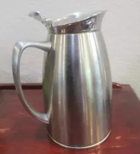 VINTAGE PITCHER INSULATED 18-8 STAINLESS THUMB LEVER LID HOT OR COLD HONG KONG - Picture 1 of 7