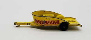 HONDA M/CYCLE TRAILER MATCHBOX BY LESNEY ENGLAND 3" YELLOW METAL GENUINE - Picture 1 of 2