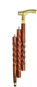 Designer Brass Victorian Handle Wooden Vintage Style Walking Stick Cane Antique - Picture 1 of 4