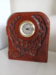 ARTS & CRAFTS ORIGINAL SOLID HARDWOOD CASED (NEWMAN ) WORKING MANTLE CLOCK. - Picture 1 of 14