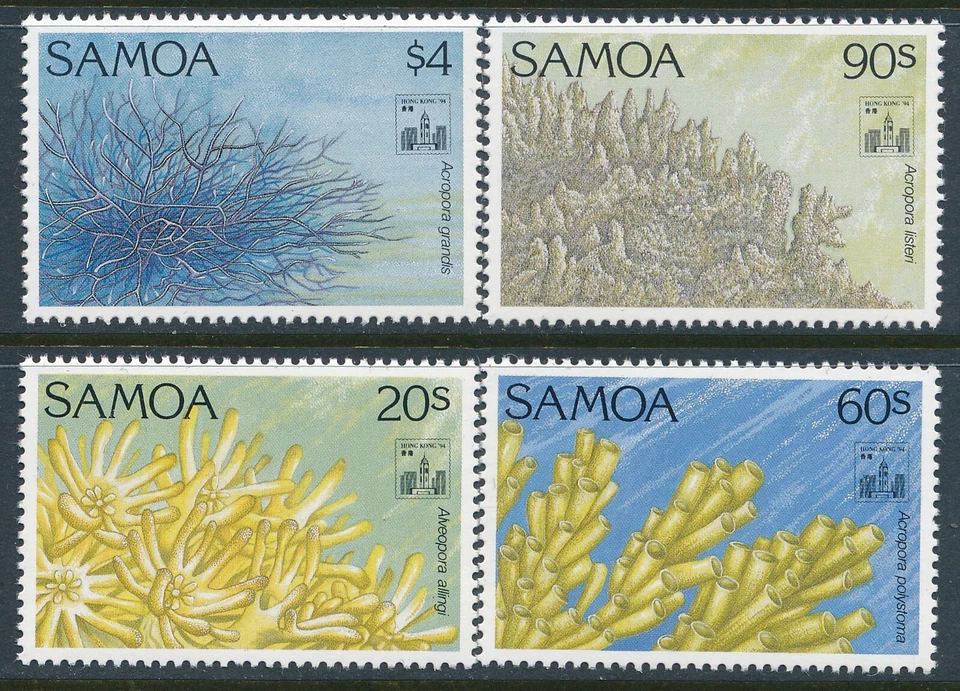 1994 SAMOA CORALS HONG KONG CONJUNTO DE 4 SOBREIMPRESSÃO EM PERFEITO ESTADO, SEM MARCA DE CHARNEIRA - Imagem 1 de 1