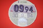 collectable tax disc  ~ 09 94   ~ BEDFORD ~
