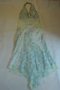 Prada Blue Silk Long Floaty Floral Back Zip Halterneck Dress Womens IT42 UK10 - Picture 1 of 12