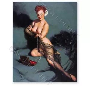 "Fascination" 1952 Elvgren Pearls Vintage Pin-Up Poster 24x30 - Picture 1 of 2