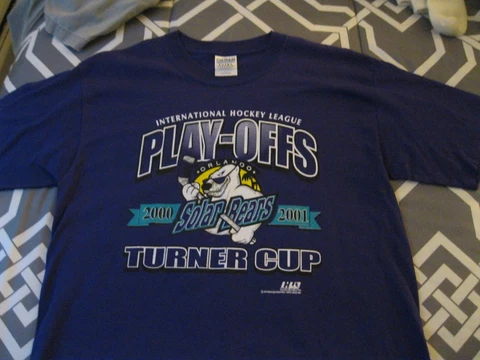 Orlando Solar Bears 2000/01 IHL TURNER CUP PLAY-OFFS PURPLE T-SHIRT LARGE NEW Cover