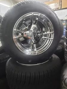 10" Chrome Golf Cart Wheels/Tires (205-50-10) - Set of 4-18" Overall Size - Bild 1 von 4