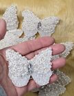 Embroidered Appliques Butterfly Sequin Beaded  Sewing Clothing Pink White 10pc
