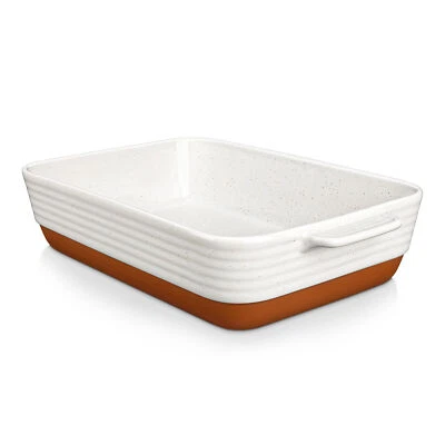 MALACASA 1-teilig Weiß & Khaki Steingut Auflaufform-Set Rechteckig Auflaufformen - Bild 1 von 4