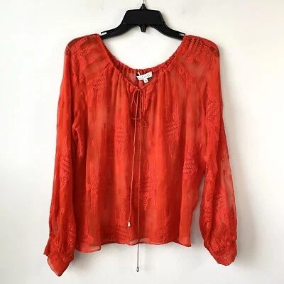 Alexis галстук шеи вышитый чистый шелк блузка красный M - Изображение 1 из 4