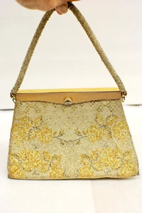 William DeLillo Jewelled Beaded Evening Bag c. 1940's Cut-Steel BULLION Floral - Picture 1 of 7