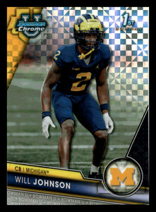Will Johnson 2023 1st Bowman Chrome U X-Fractor #157 Michigan Wolverines Mint