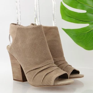 Vince Camuto Women's Kentvi Sandal Bootie Size 8.5 Taupe Tan Block Heel Open Toe - Picture 1 of 12