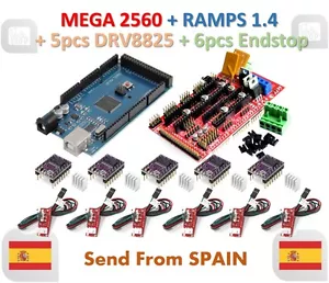 Mega 2560 R3 + RAMPS 1.4 Control Panel + 5pcs DRV8825 Stepper + 6pcs Endstop - Imagen 1 de 1