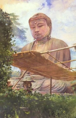 John La Farge 1886 – The Great Statue of Amida Buddha at Kamakura Japanese Print - Image 1 of 2