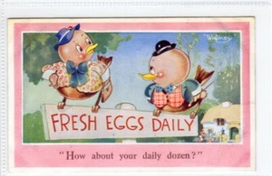 (Gd1697) Whimsy, Valentines 4401, Anthropormorphic Ducks, Egg Sellers c1942 - Picture 1 of 4