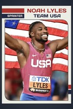 NOAH LYLES TEAM USA OLYMPICS RUNNER CUSTOM MADE RETRO STYLE ART CARD