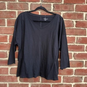 Eileen Fisher Women's $78 Organic Cotton Slub V-Neck Boxy Top XL - Picture 1 of 9