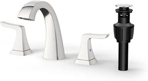 Bathroom Faucets, Chrome Bathroom Faucet for Sink 3 Hole - 2 Handles Bathroom Si - Picture 1 of 7