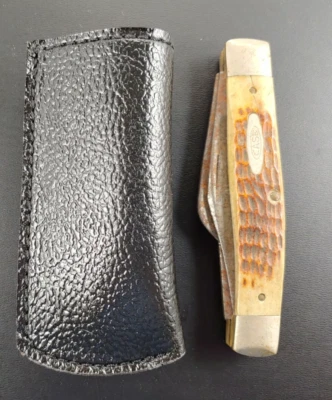 Old Timer case leather sheaths Knives Belt pocket Knife Boker Trapper Sheath - Image 1 of 4