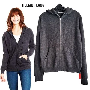 HELMUT LANG NEW AURORA Oversized 100% Cashmere Hoodie Cardigan Jacket S - Picture 1 of 12
