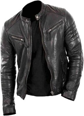 Herren Lammleder Häute Motorrad Mode Echtleder Klassische Biker Kleidung Jacke - Bild 1 von 4