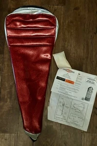52781-66 HARLEY-DAVIDSON RED SILVER SEAT COVER KIT BUDDY SEAT NOS OEM - Afbeelding 1 van 2