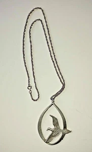 Collar colgante vintage pájaro en vuelo con cadena - Imagen 1 de 5
