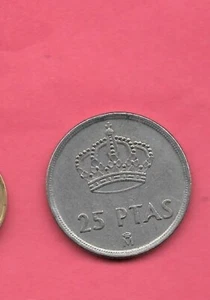 SPAIN SPANISH KM824 1982 VF-VERY FINE-NICE LARGE OLD USED PRE-EURO 25 PTAS COIN - Picture 1 of 1