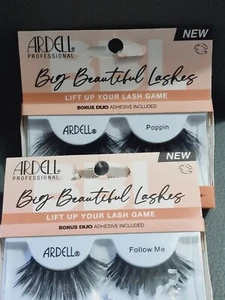 X2 ARDELL PROFESSIONAL BIG BEAUTIFUL LASHES, ARDELL POPPIN & FOLLOW ME - Picture 1 of 2