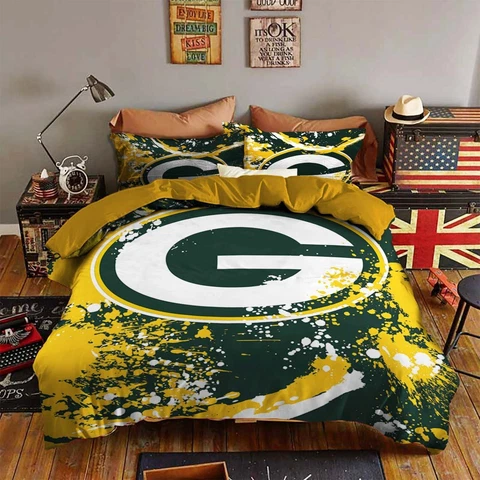 Green Bay Packers 3PCS Bedding Set Duvet Cover Pillowcase Comforter Cover Gift Cover