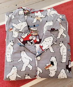 Pottery Barn Teen Yeti Flannel Pajama Set Size Large New - Picture 1 of 2